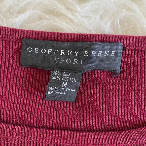 Geoffrey Beene Sport Silk Blend Sweater in Burgundy, size M - Picture 3 of 7
